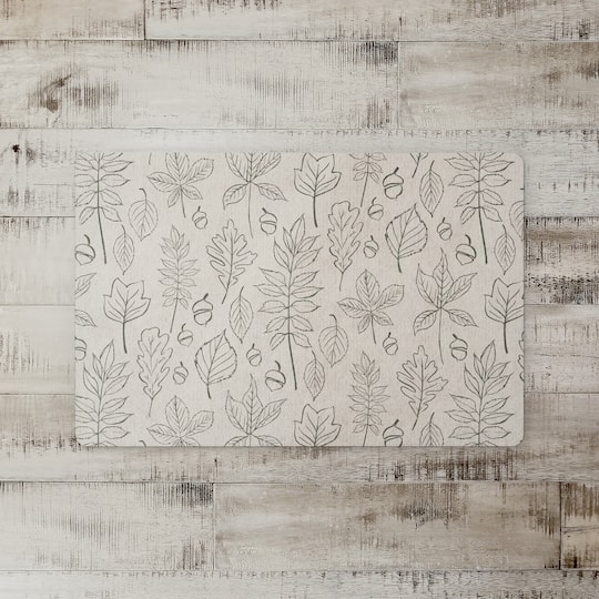 White Leaf Pattern Floor Mat